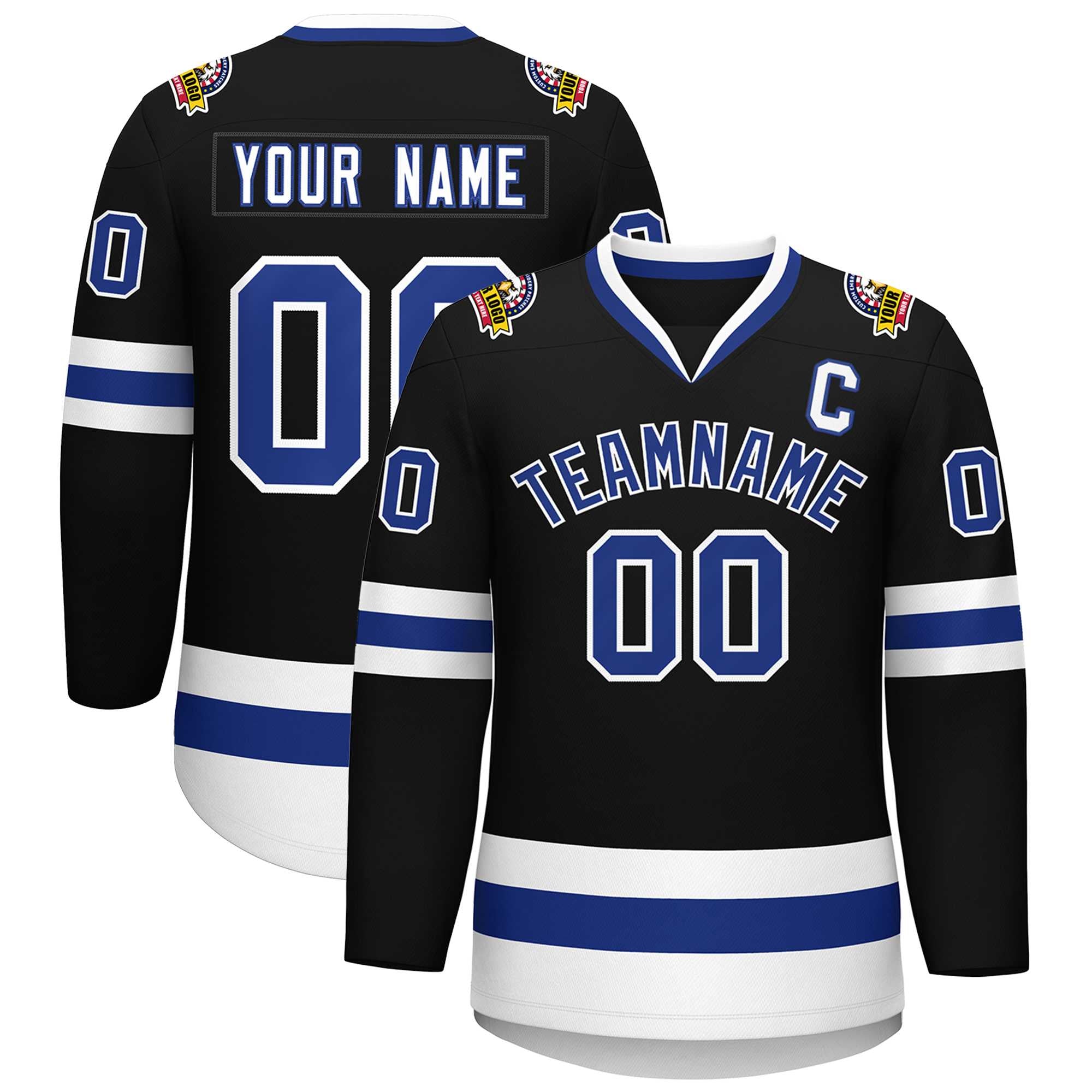 Custom Black Royal-White Classic Style Hockey Jersey Main image
