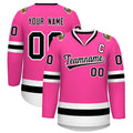 Custom Pink Black-White Classic Style Hockey Jersey