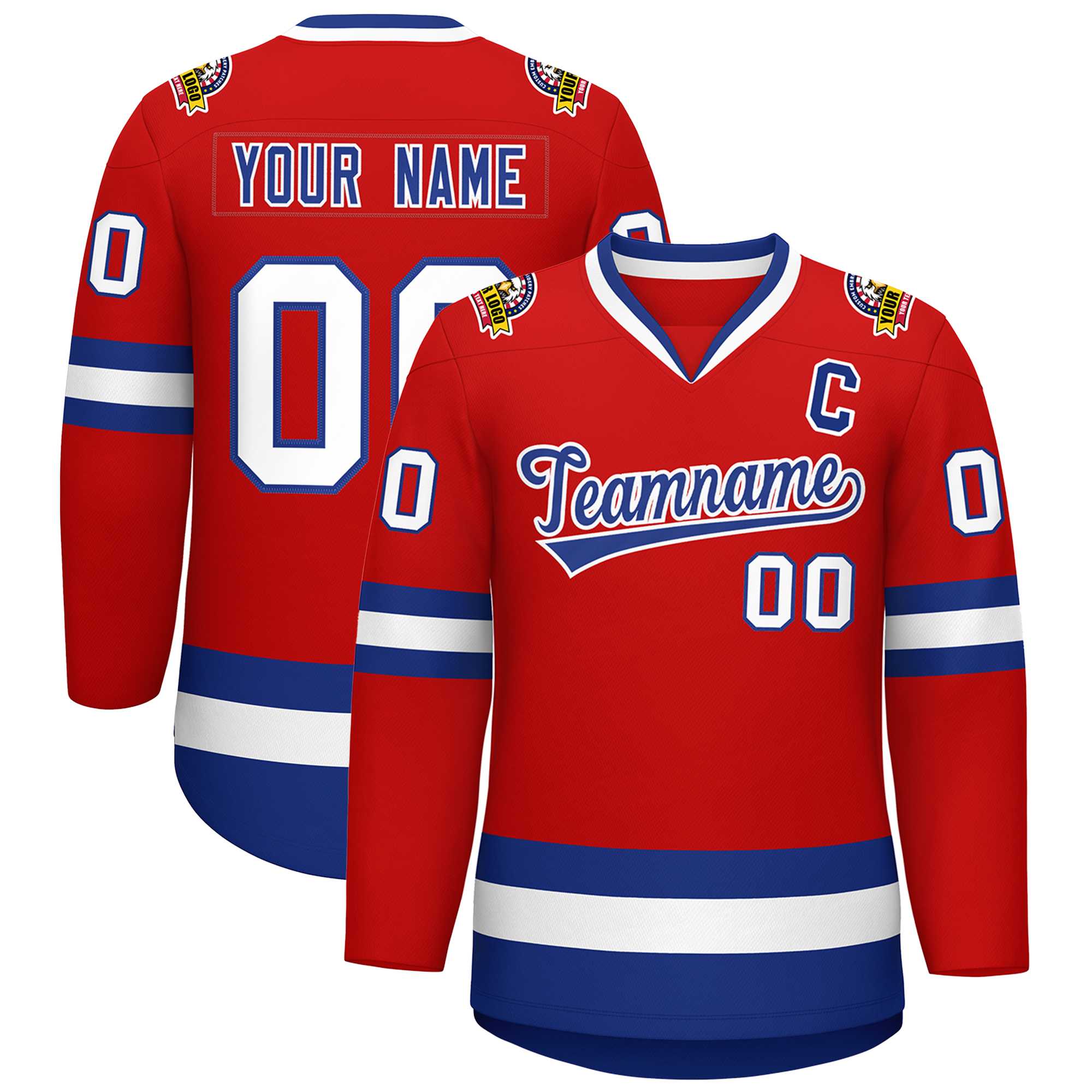 Custom Red Royal-White Classic Style Hockey Jersey Main image