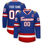 Custom Royal White-Red Classic Style Hockey Jersey