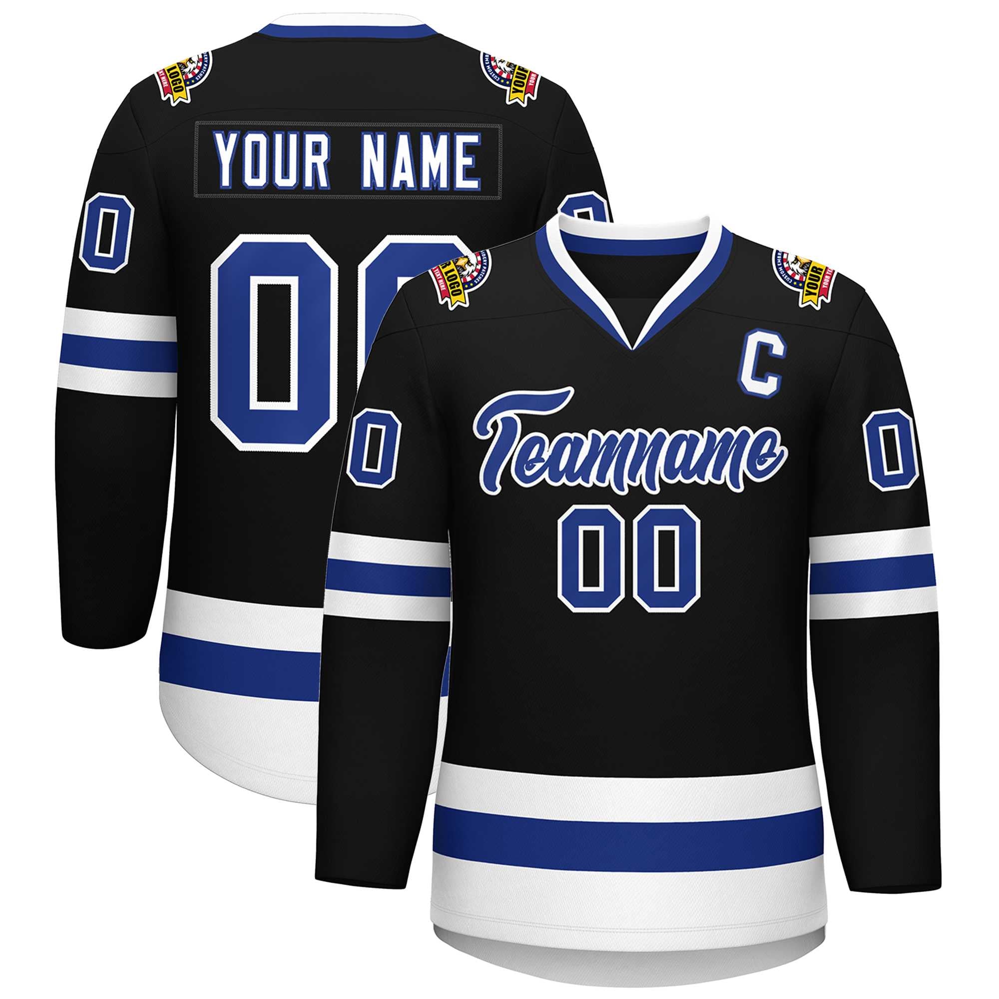 Custom Black Royal-White Classic Style Hockey Jersey Main image