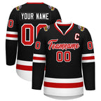 Custom Black Red-White Classic Style Hockey Jersey
