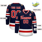 Custom Navy Red-White Classic Style Hockey Jersey