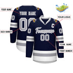 Custom Navy Gray-White Classic Style Hockey Jersey