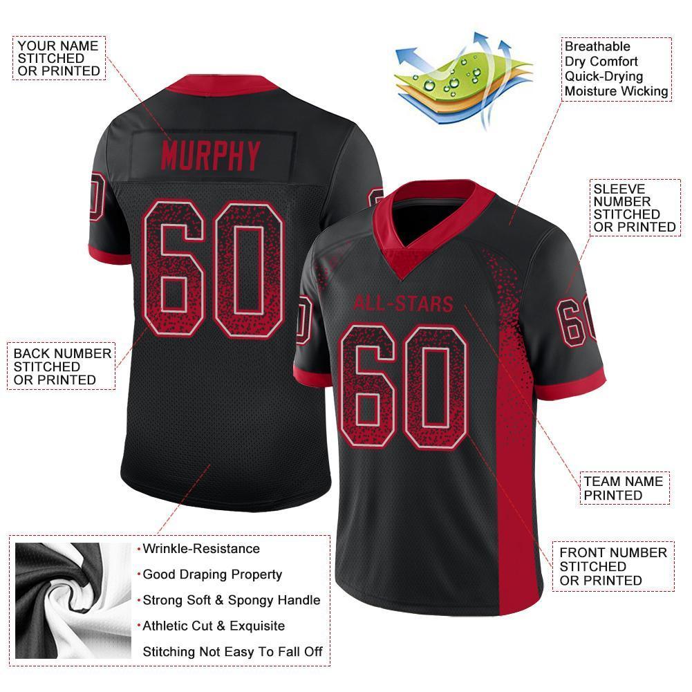 Custom Black Red-Gray Drift Fashion Mesh Authentic Football Jersey Secondary image