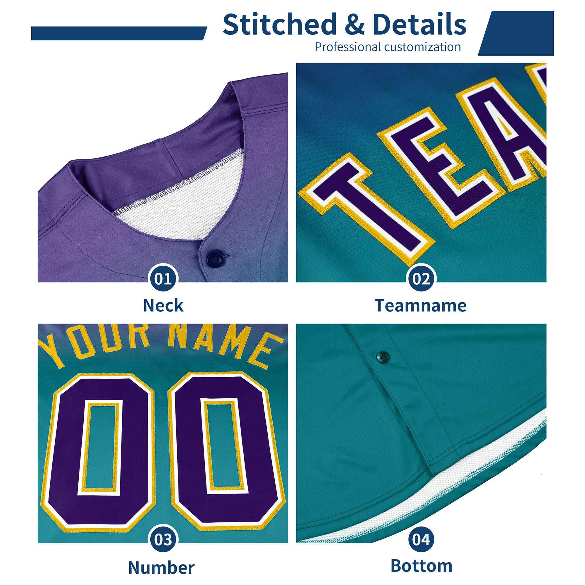 Custom Green Gold Gradient Fashion Design Authentic Baseball Jersey
