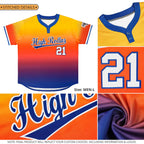Custom Gray Royal Royal-White Gradient Fashion Authentic Two-Button Softball Jersey
