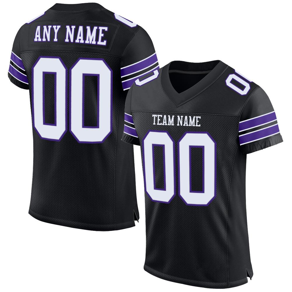 Custom Black White-Purple Classic Style Mesh Authentic Football Jersey Main image
