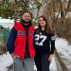 Custom Red Navy Raglan Sleeves Varsity Full-Snap Letterman Two Tone Jacket Hoodie