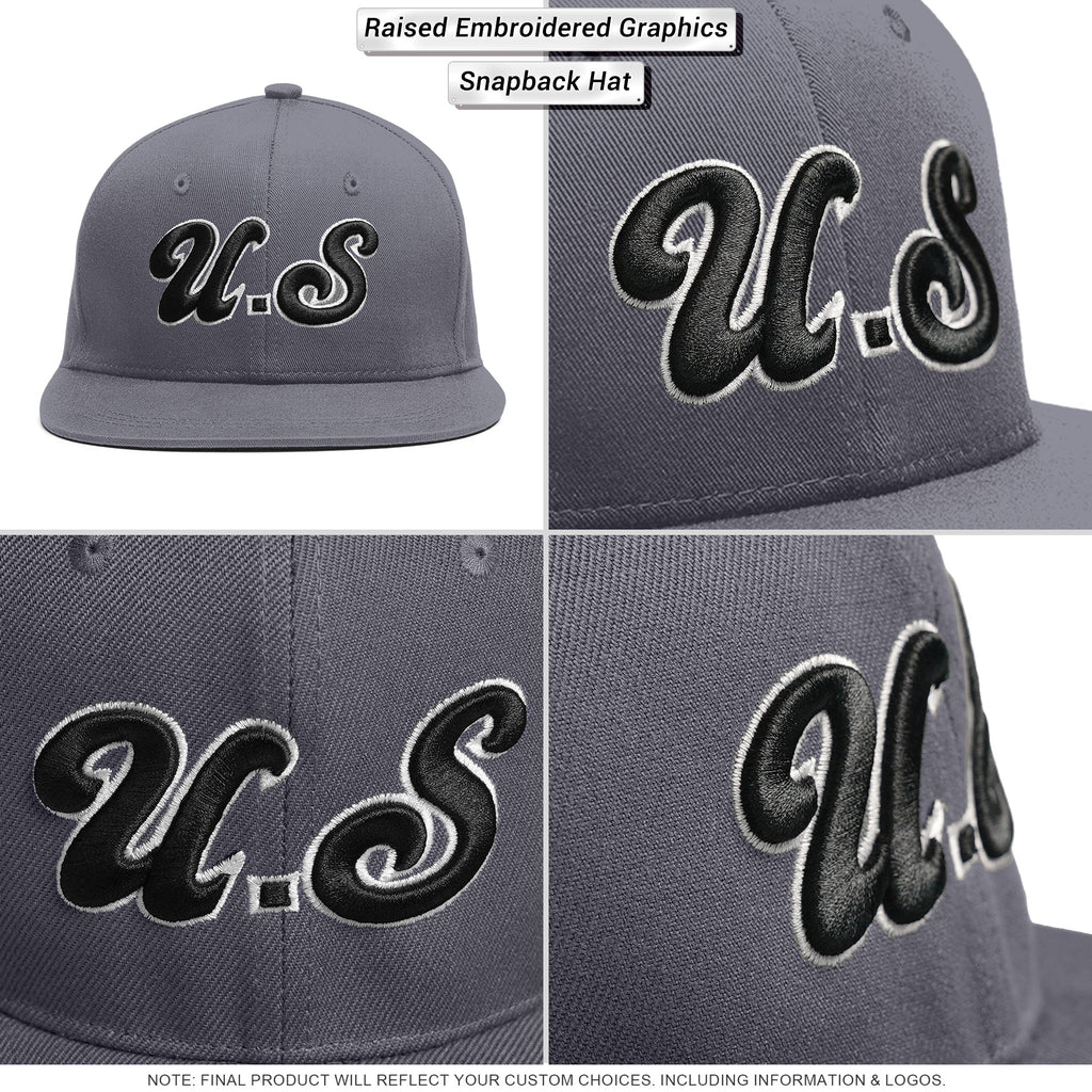 Custom Black Black-White 3D Puff Embroidery Flat Embroidery Casual Sport Baseball Cap
