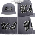 Custom Black Black-White 3D Puff Embroidery Flat Embroidery Casual Sport Baseball Cap