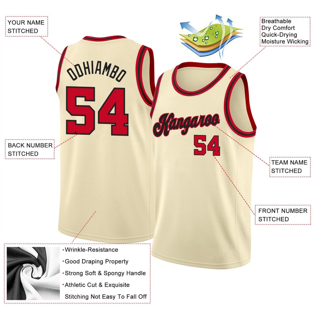Custom Cream Navy-Gold Classic Tops Athletic Basketball Jersey