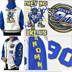 Custom Black Royal Varsity Full-Snap Letterman Gradient Jacket Hoodie