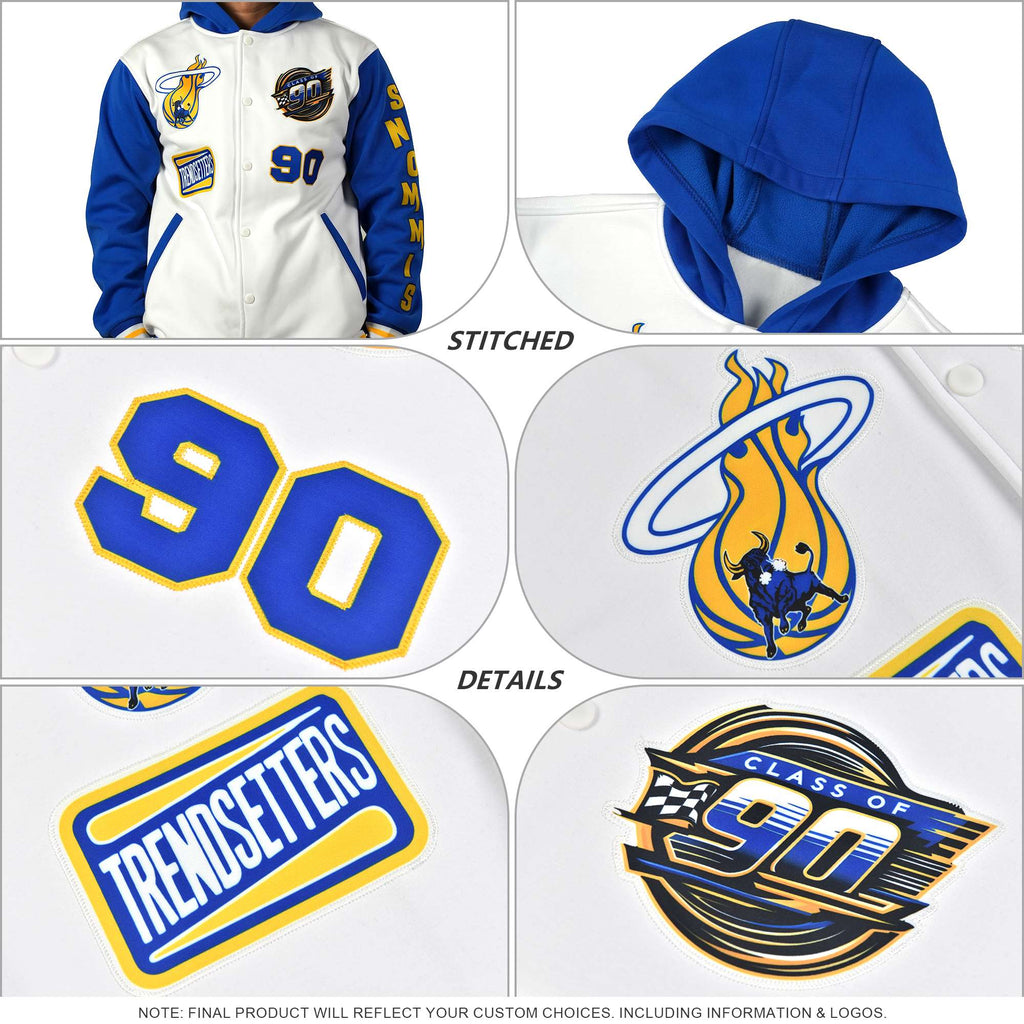 Custom Brown Cream Raglan Sleeves Varsity Full-Snap Letterman Two Tone Jacket Hoodie