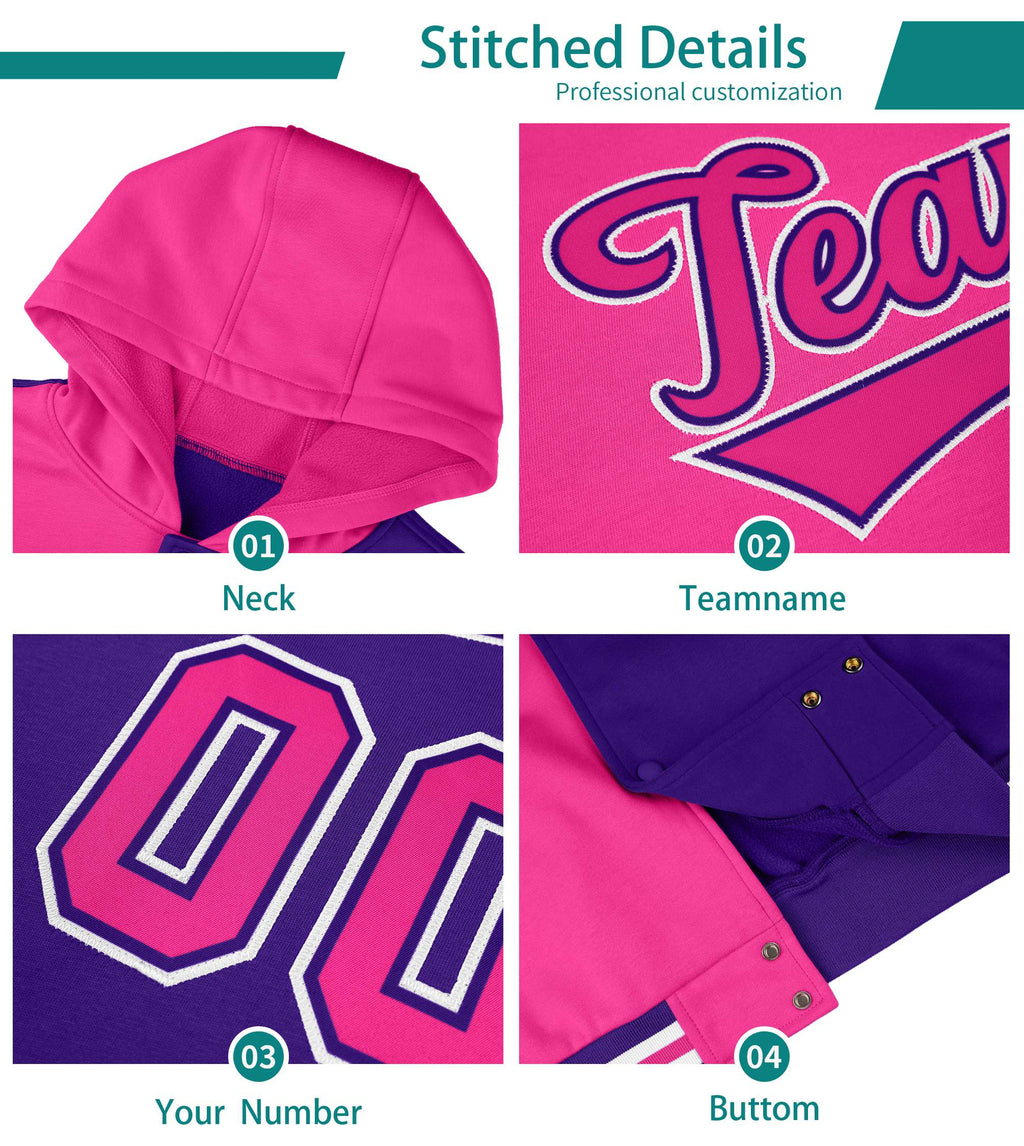 Custom Neon Green Black Color Block Varsity Full-Zip Letterman Wave Jacket Hoodie