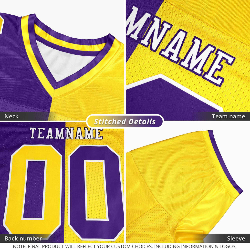 Custom Purple Sky Blue Personalized Split Two Tone Design Authentic Football Jersey