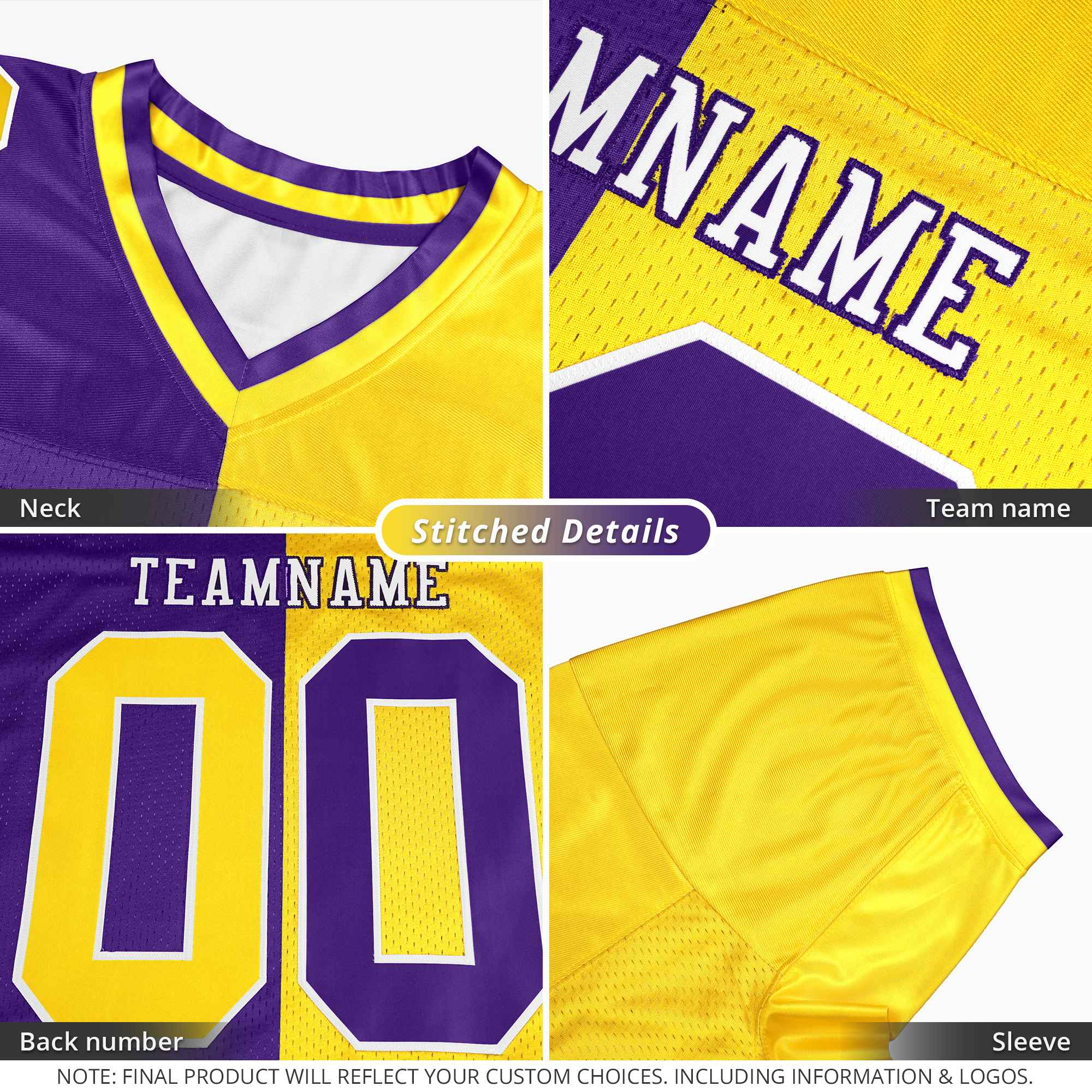 Custom Purple Sky Blue Personalized Split Two Tone Design Authentic Football Jersey