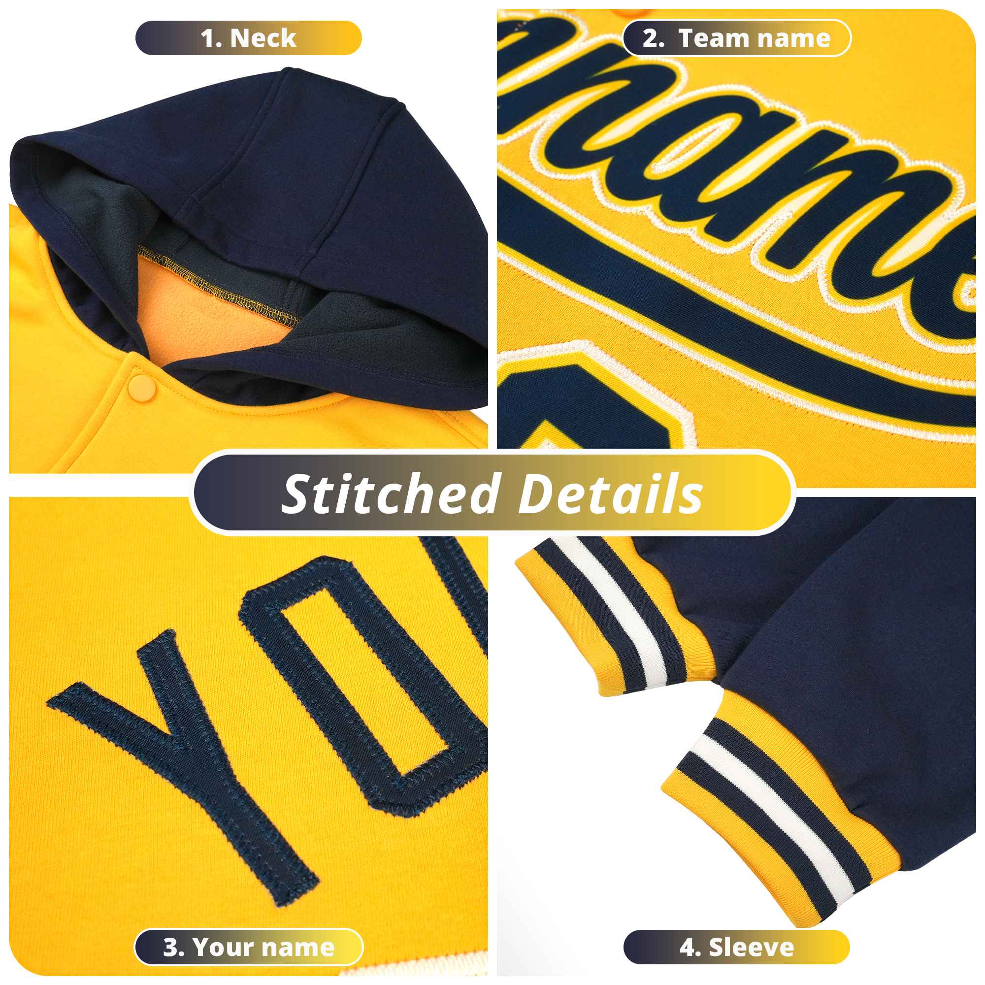 Custom Black Cream Raglan Sleeves Varsity Full-Snap Letterman Two Tone Jacket Hoodie