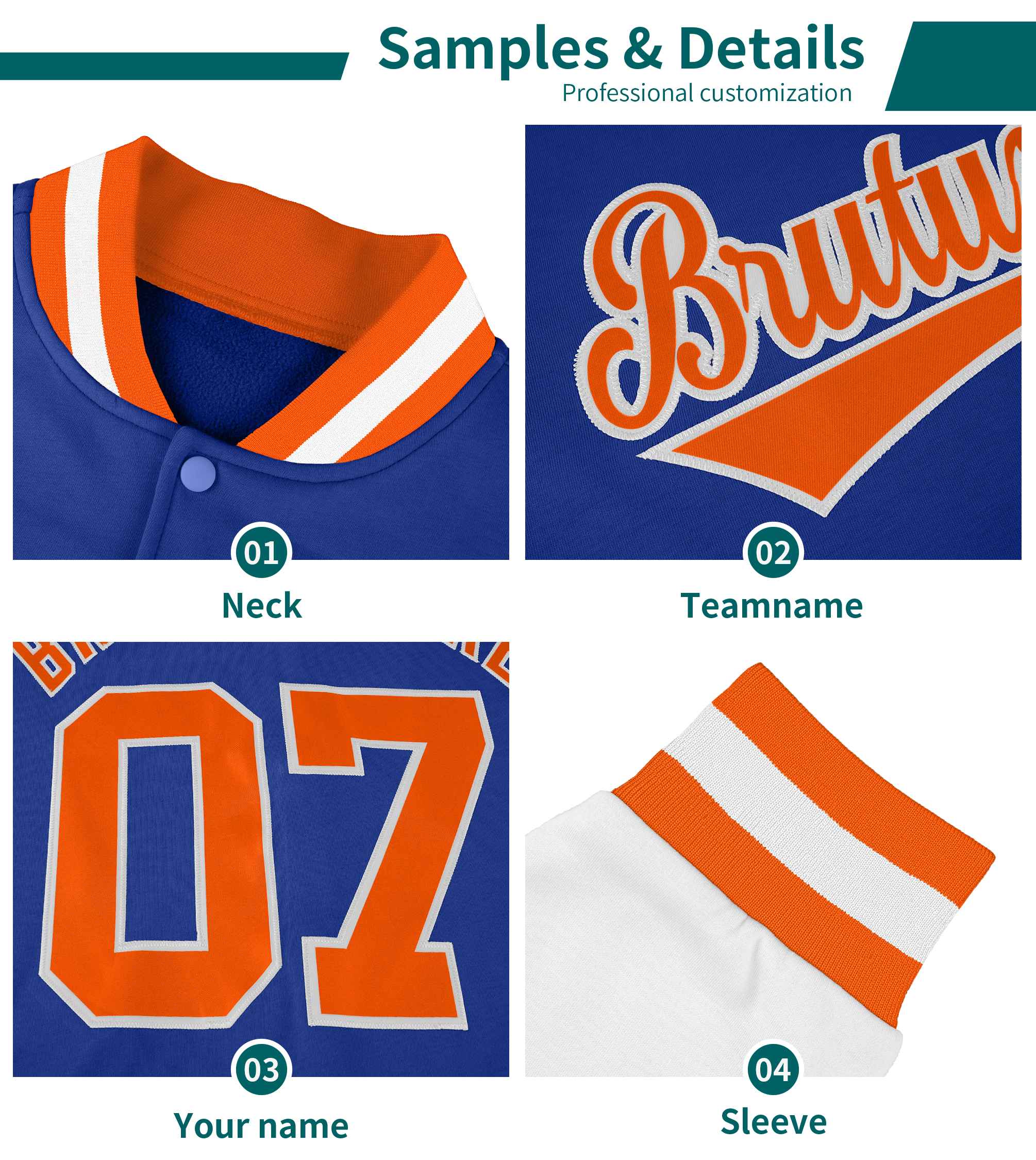 Custom Navy White-Powder Blue Raglan Sleeves Varsity Full-Snap Letterman Jacket