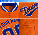 Custom Navy Royal-White Varsity Full-Zip Letterman Bomber Jacket
