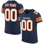 Custom Navy White-Orange Classic Style Mesh Authentic Football Jersey