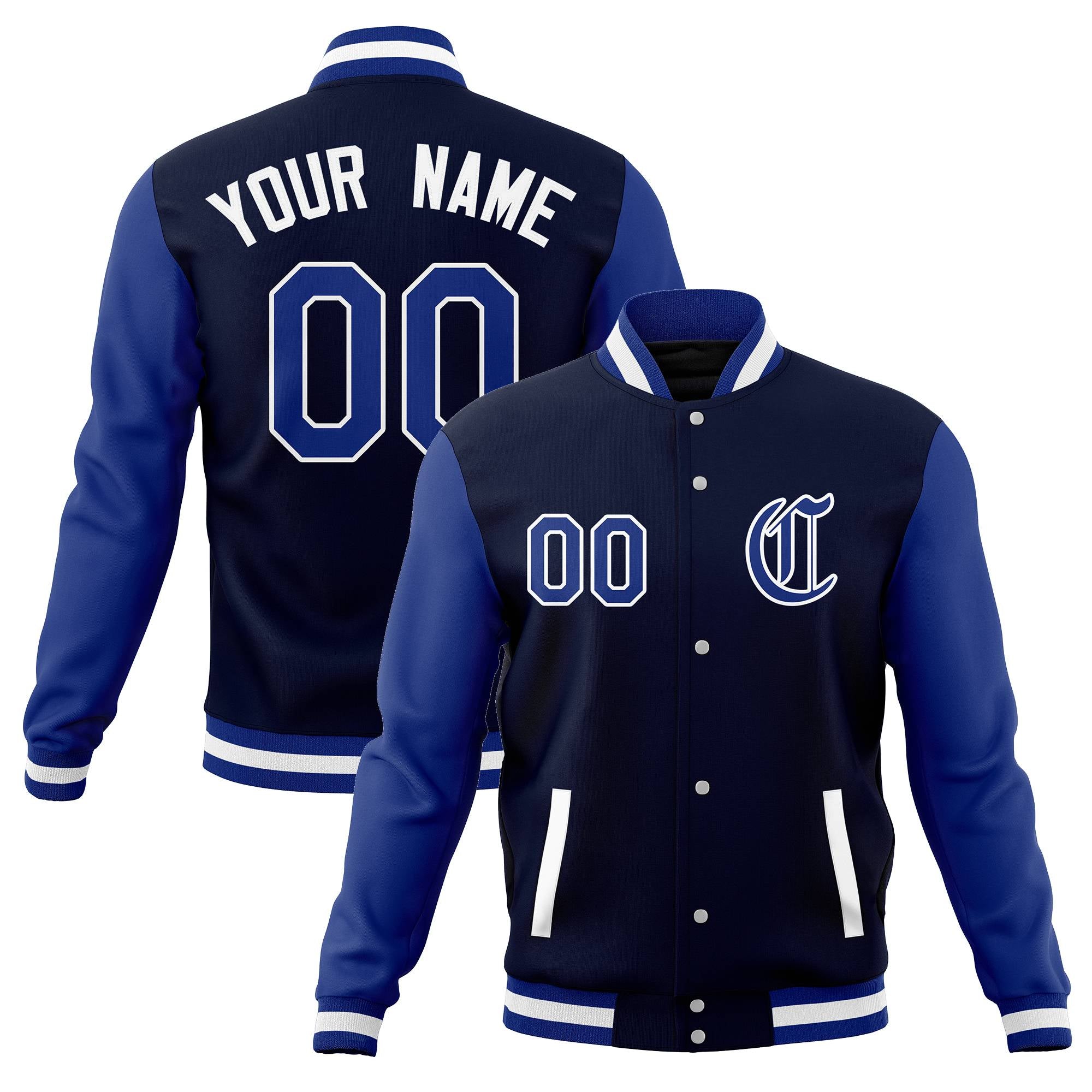 Custom Varsity Letterman Jackets Personalized Baseball Coats Full-Snap with Raglan Sleeves