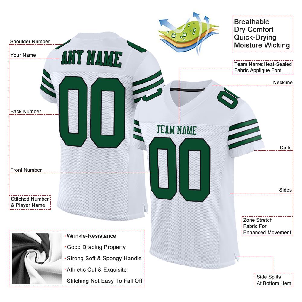 Custom White Gotham Green-Black Classic Style Mesh Authentic Football Jersey Secondary image